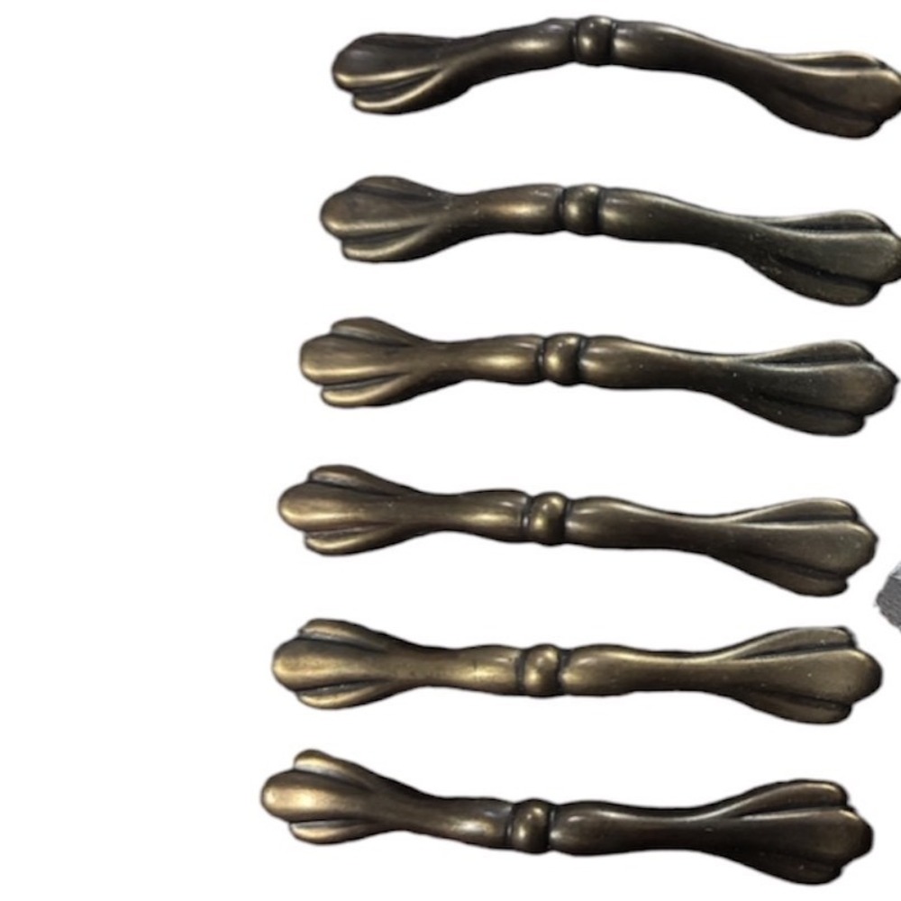 Door Pulls 6 Pc Lot Brass Drawer Cabinet 5 1/2" Polished 3 " Screw Set Vintage